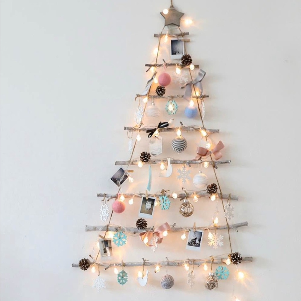 Festive Lighted Wall Tree with Ornaments Christmas Tree Decorations 🎅🏻